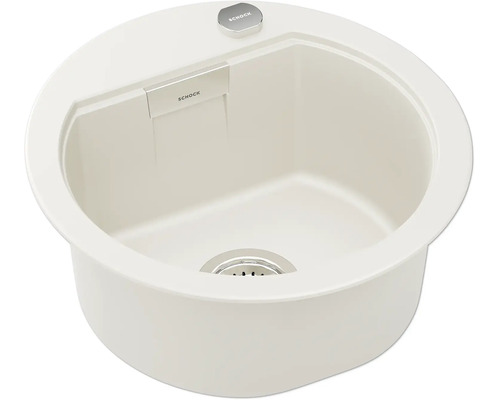 Évier à encastrer Schock, rond, en composite de quartz avec trop-plein.