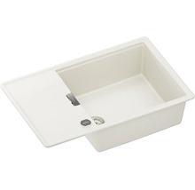Évier à encastrer beige Schock en composite de granit avec un bac et un égouttoir.