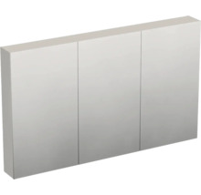 Dreitüriger Badezimmer-Spiegelschrank in rechteckiger Form.