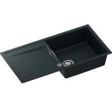 Évier encastrable rectangulaire avec un bac et un égouttoir, en matériau composite, anthracite.