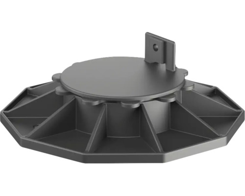 Plot de terrasse en plastique pour structure porteuse avec base large et équerre.