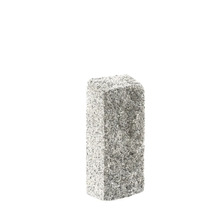 Pierre de granit rectangulaire avec une surface brute et éclatée.