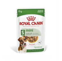 Royal Canin Logo, nourriture humide Mini Adult pour petits chiens adultes jusqu'à 10 kilogrammes en sauce, sachet de 85 grammes