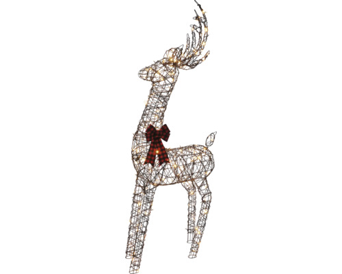 Objet lumineux LED cerf Lafiora H 197 cm + câble d'alimentation de 5 m 200 LED couleur d'éclairage blanc chaud avec minuterie de 6 heures IP44