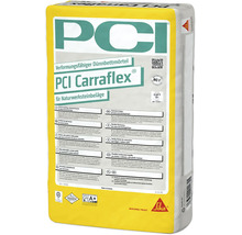 Mortier en couche mince déformable PCI Carraflex® pour sols en matériaux naturels blanc C2FTE-S1 25 kg