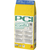 Mortier en couche mince déformable PCI Carraflex® pour sols en matériaux naturels blanc C2FTE-S1 5 kg