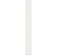 Carreau rectangulaire allongé en blanc crème avec quatre lamelles ou planches verticales.