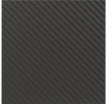 Tapis en caoutchouc noir avec profil à rainures diagonales.