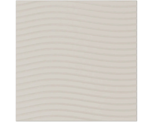 Carreau de mur en beige avec motif à vagues horizontales.