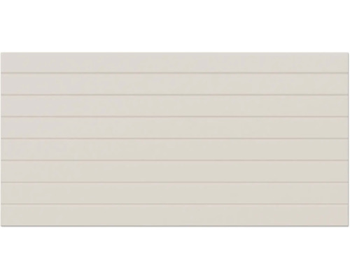 Carreau mural rectangulaire beige avec rainures horizontales et surface mate.