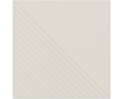 Carreau carré avec une moitié diagonale lisse et une moitié diagonale avec des rainures parallèles.