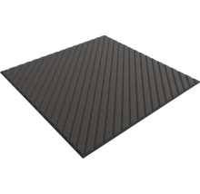 Tapis anti-vibrations carré en caoutchouc avec une structure de surface nervurée en diagonale.