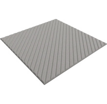 Dalle de trottoir grise cannelée en béton avec motif diagonal.