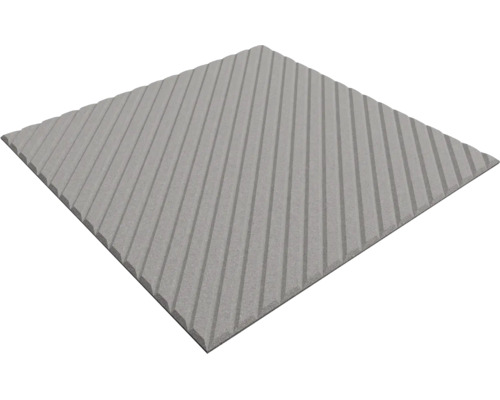 Dalle de trottoir grise cannelée en béton avec motif diagonal.