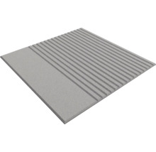 Dalle carrée avec surface rainurée et un bord lisse, aspect pierre.