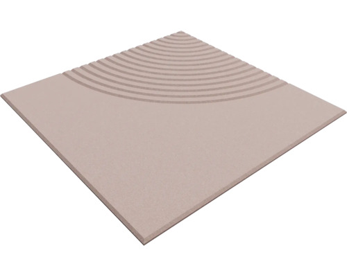 Dalle de sol carrée avec motif Zen, surface structurée avec rainures concentriques, aspect pierre.