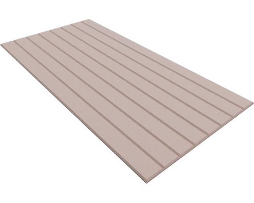Panneau mural rectangulaire beige avec rainures longitudinales pour un effet de planche.