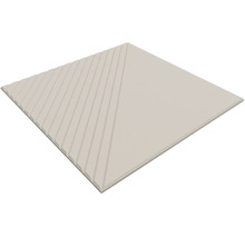 Quadratische Dekofliese mit diagonalen Rillen auf der halben Oberfläche.