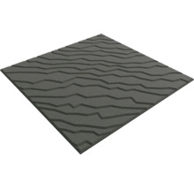 Dalle de terrasse carrée gris foncé avec surface structurée aspect pierre.
