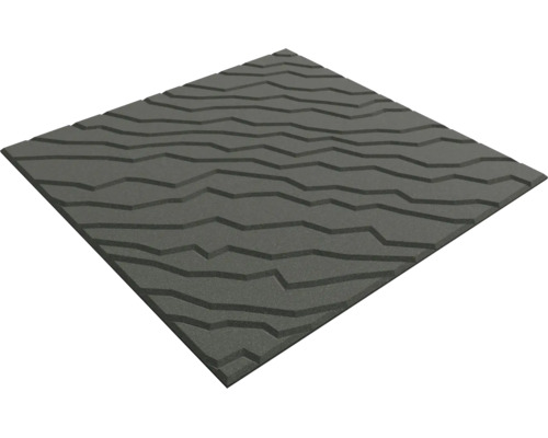 Dalle de terrasse carrée gris foncé avec surface structurée aspect pierre.