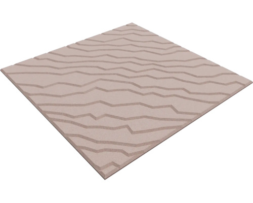 Carreau de mur carré avec surface structurée et motif de vagues en relief.