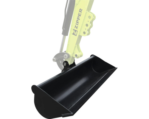 Godet de curage noir en métal pour mini-pelle Zipper.