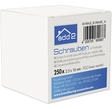 add2 Logo. Schrauben für Profilkrallen 2,5 mal 16 Millimeter Pozidriv Kreuz verzinkt, 250 Stück.
