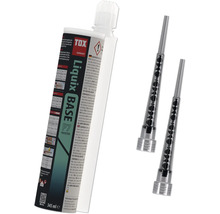 Mortier de scellement TOX Liquix Base P7 polyester, cartouche de 345 millilitres avec deux buses mélangeuses.