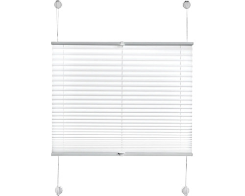 Verspanntes Plissee für Fenster, Sichtschutz und Sonnenschutz, weiß.