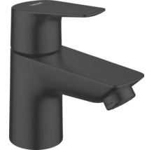 Mitigeur de lavabo monocommande Grohe en noir mat avec bec plat et Grohe Logo.