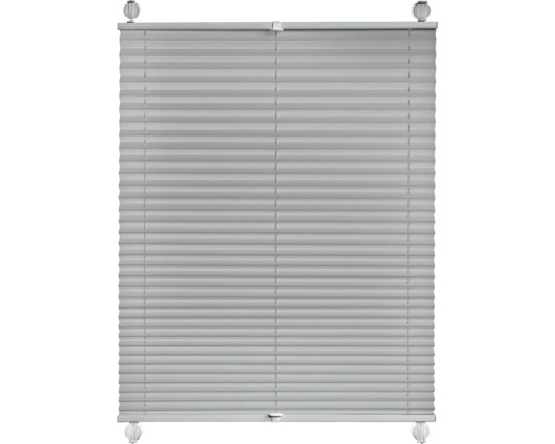 Plissee für Fenster, lichtgrau, Sichtschutz und Sonnenschutz, verspanntes System mit Ober- und Unterschiene.