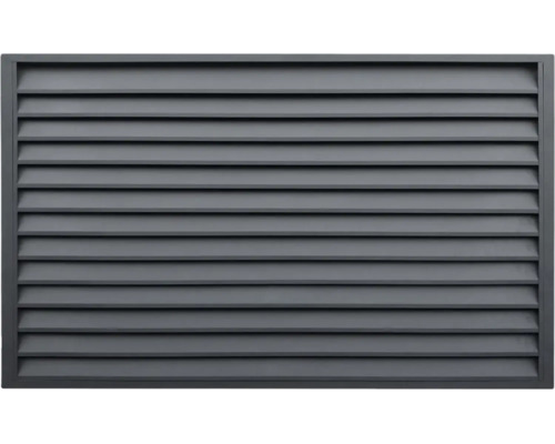 Élément rectangulaire anthracite avec lames horizontales.