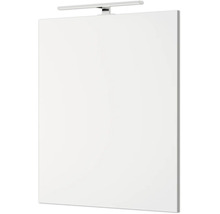 Miroir de salle de bain rectangulaire avec éclairage LED horizontal au design moderne.