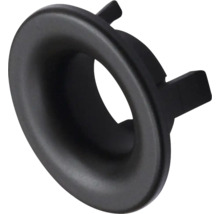 Rosace de trop-plein ronde en plastique pour lavabos avec clips de fixation.