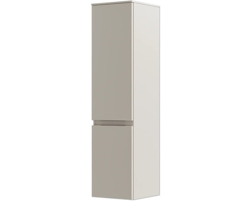 Hochschrank für das Badezimmer mit zwei Türen und Griffmulden, modernes Design.
