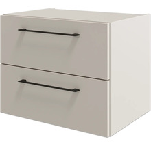 Waschtischunterschrank mit zwei Schubladen und schmalen Griffen.