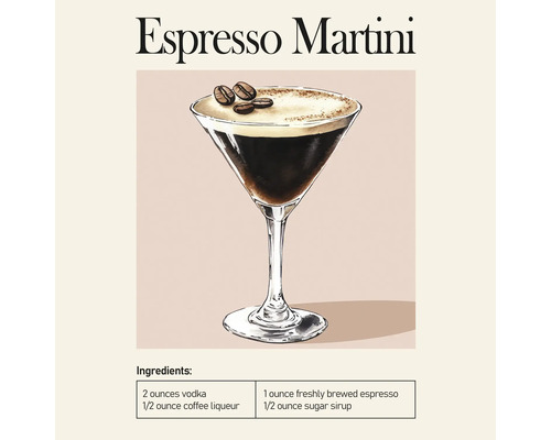 Tableau sur toile Espresso Martini 30x30 cm