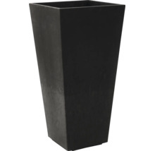 Jardinière haute et carrée en plastique anthracite pour jardin et terrasse.
