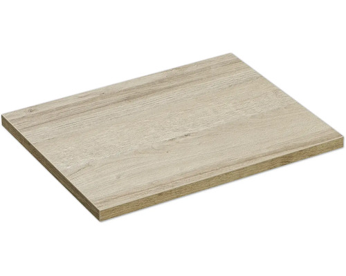 Tablette ou panneau de meuble rectangulaire en matériau dérivé du bois avec veinure.