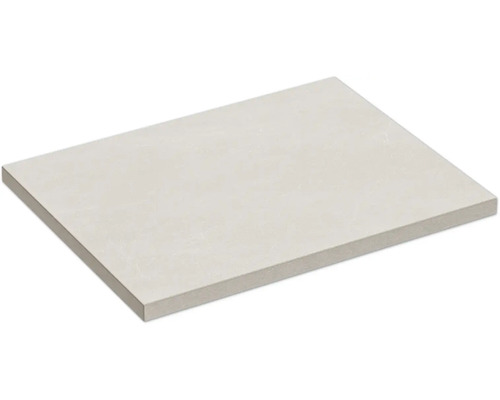 Dalle de terrasse rectangulaire en grès cérame, aspect pierre claire pour l'extérieur.