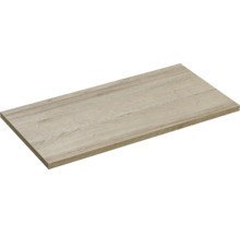 Panneau de meuble rectangulaire avec un veinage de bois clair.