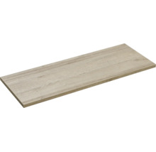 Tablette murale avec décor bois.