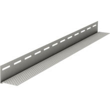 Profilé de ventilation en forme de L en métal avec trous oblongs et perforations rondes fines.