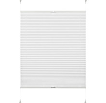 Verspanntes weißes Plissee mit horizontalen Falten für Fenster.