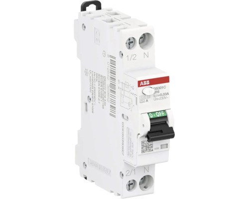 ABB FI/LS-Schalter DS301C B16 A30, Fehlerstrom-Leitungsschutzschalter für 230 Volt, ABB Logo.