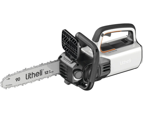 Tronçonneuse à batterie Litheli avec guide-chaîne de 30 centimètres et moteur sans balais.