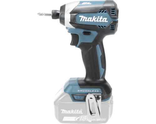 Visseuse à chocs sans fil Makita avec moteur sans charbon, batterie lithium-ion 18 Volt, embout PH2 et clip de ceinture.