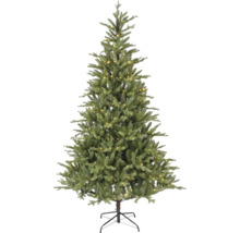 Künstlicher Weihnachtsbaum mit integrierter LED-Beleuchtung und schwarzem Metallständer.