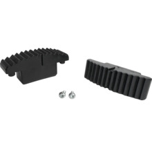 Jeu de mâchoires de rechange en plastique pour serre-joints avec surface de préhension rainurée et deux vis.