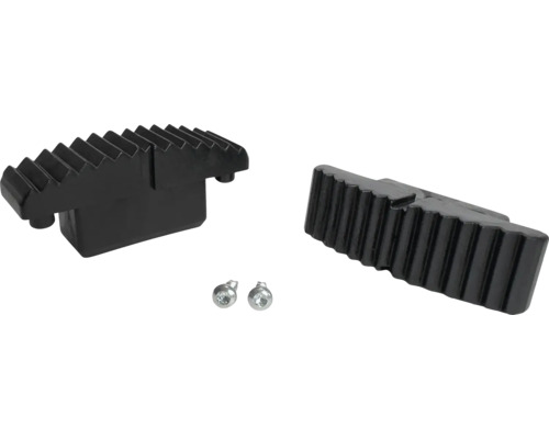Jeu de mâchoires de rechange en plastique pour serre-joints avec surface de préhension rainurée et deux vis.